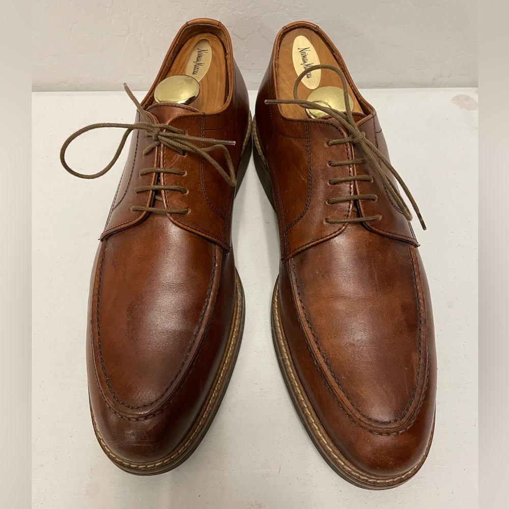 SAKS FIFTH AVENUE Made in Italy Apron Toe Drake Derby in Cognac Size 9 M